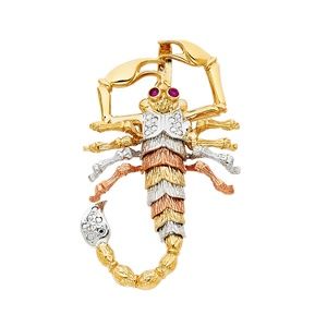 14K Tri Color Scorpion Pendant
